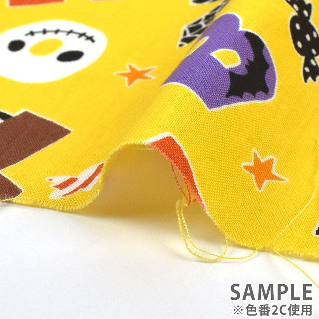 生地 シーチングプリント ハロウィンパーティ・アルファベット(LG-46040) 2A.オレンジ 99Zz99_