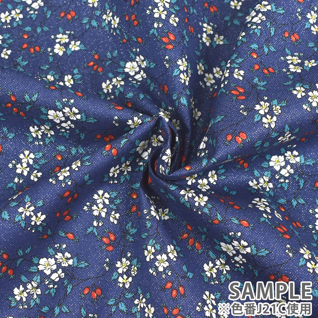 生地 LIBERTY 2021AW Brilliant Christmas Hips 'N' Hops ヒップス・アンド・ホップス(88-3338253G) J21A.グリーン 09Ac04j