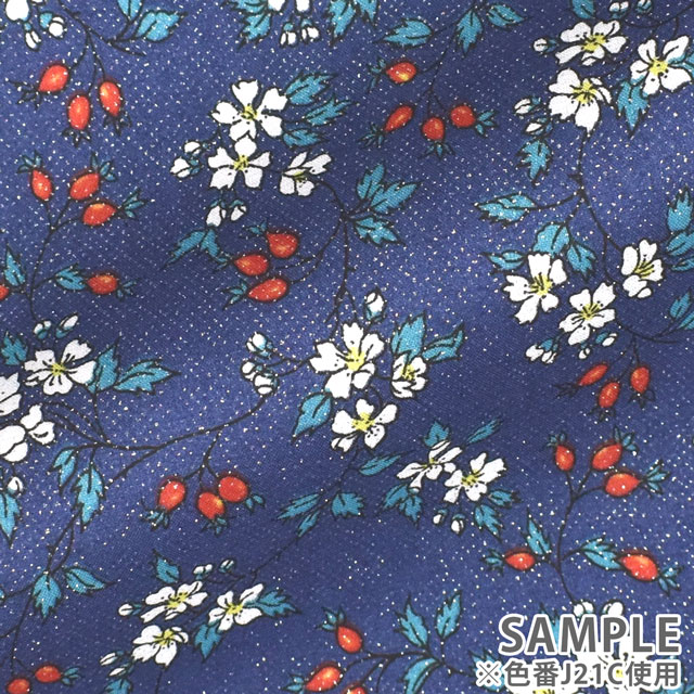 生地 LIBERTY 2021AW Brilliant Christmas Hips 'N' Hops ヒップス・アンド・ホップス(88-3338253G) J21A.グリーン 09Ac04j