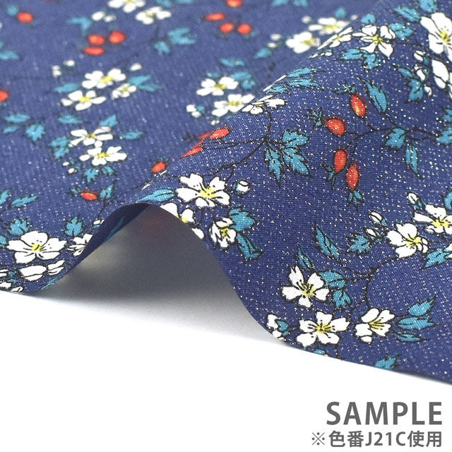 生地 LIBERTY 2021AW Brilliant Christmas Hips 'N' Hops ヒップス・アンド・ホップス(88-3338253G) J21A.グリーン 09Ac04j