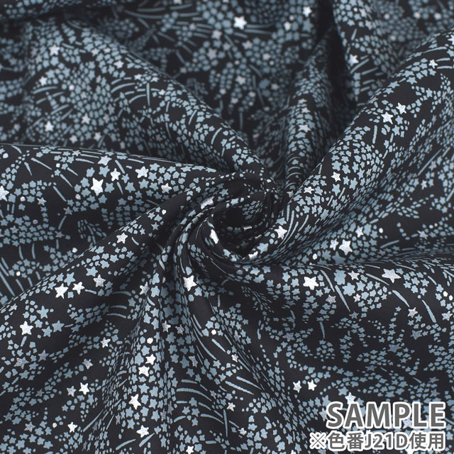 生地 LIBERTY FABRICS リバティ・ファブリックス タナローン 2021AW Brilliant Christmas Whispering Light ウィスパリング・ライト(DC31832) J21D.ブラック 99Zz99j