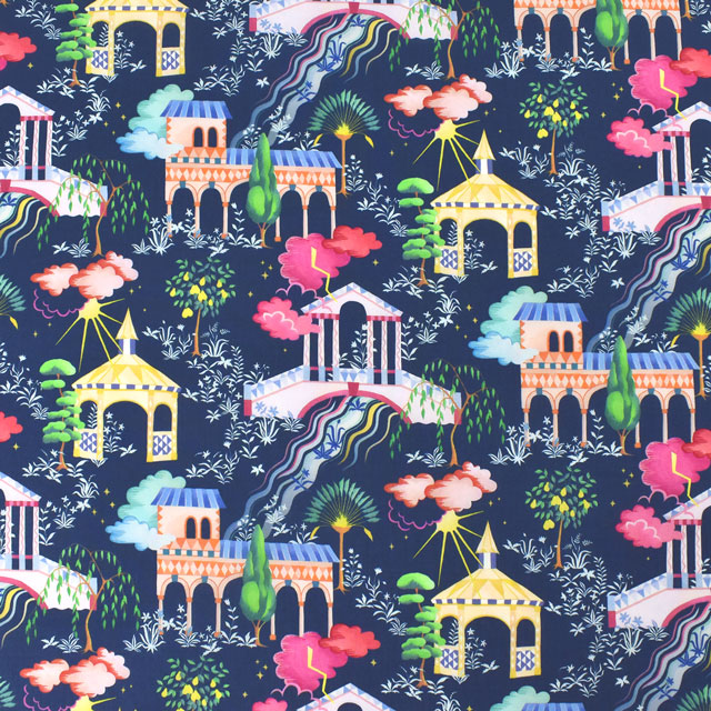 生地 LIBERTY FABRICS リバティ・ファブリックス タナローン 2022SS Kingdom キングタム(22-3632109) 22CT.ネイビー 99Zz99j