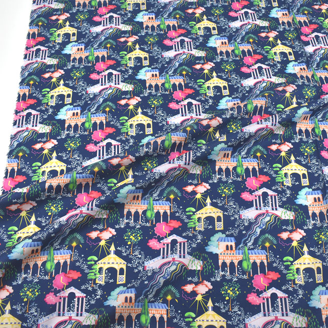 生地 LIBERTY FABRICS リバティ・ファブリックス タナローン 2022SS Kingdom キングタム(22-3632109) 22CT.ネイビー 99Zz99j