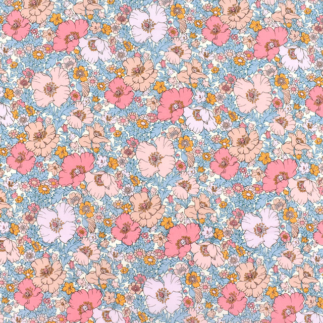 生地 LIBERTY FABRICS リバティ・ファブリックス タナローン 2022SS Meadow Song メドゥ・ソング(22-3632126) 22AT.ピンク 99Zz99j