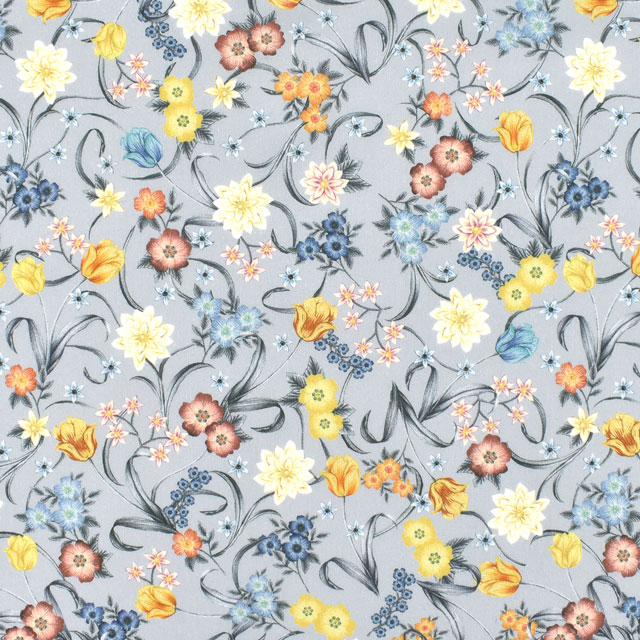 生地 LIBERTY FABRICS リバティ・ファブリックス タナローン 2022SS Floralove Collection ASTRAL MEADOW アストラル・メドゥ(3636413) A.グレー 99Zz99j
