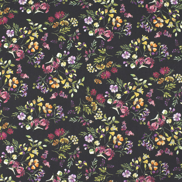 生地 LIBERTY FABRICS リバティ・ファブリックス タナローン 2022SS Floralove Collection MINI HEDGEROW ミニ・ヘッジロウ(3636415) D.ブラック 99Zz99j