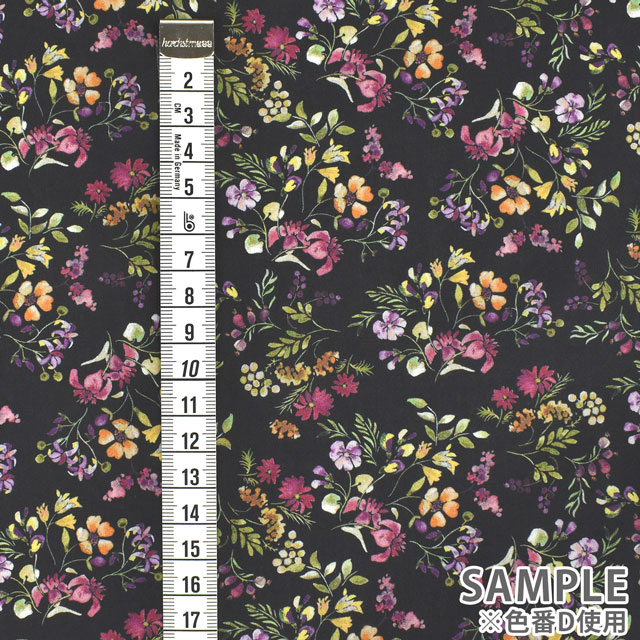 生地 LIBERTY FABRICS リバティ・ファブリックス タナローン 2022SS Floralove Collection MINI HEDGEROW ミニ・ヘッジロウ(3636415) D.ブラック 99Zz99j