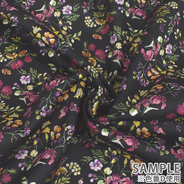 生地 LIBERTY FABRICS リバティ・ファブリックス タナローン 2022SS Floralove Collection MINI HEDGEROW ミニ・ヘッジロウ(3636415) D.ブラック 99Zz99j