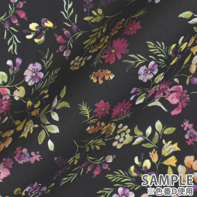 生地 LIBERTY FABRICS リバティ・ファブリックス タナローン 2022SS Floralove Collection MINI HEDGEROW ミニ・ヘッジロウ(3636415) D.ブラック 99Zz99j