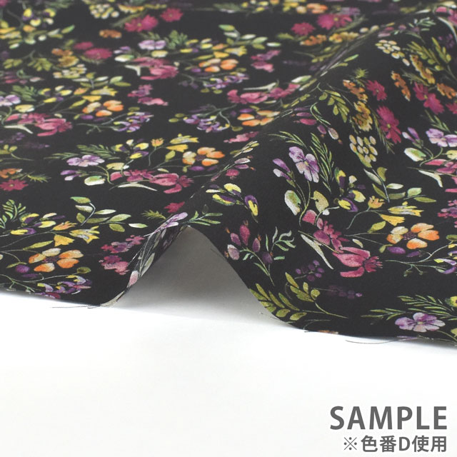 生地 LIBERTY FABRICS リバティ・ファブリックス タナローン 2022SS Floralove Collection MINI HEDGEROW ミニ・ヘッジロウ(3636415) D.ブラック 99Zz99j