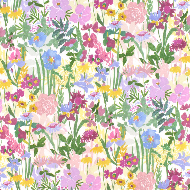 生地 LIBERTY FABRICS リバティ・ファブリックス タナローン 2022SS Floralove Collection WILDFLOWER MEADOW ワイルドフラワー・メドゥ(3636422) A.ホワイト 99Zz99j