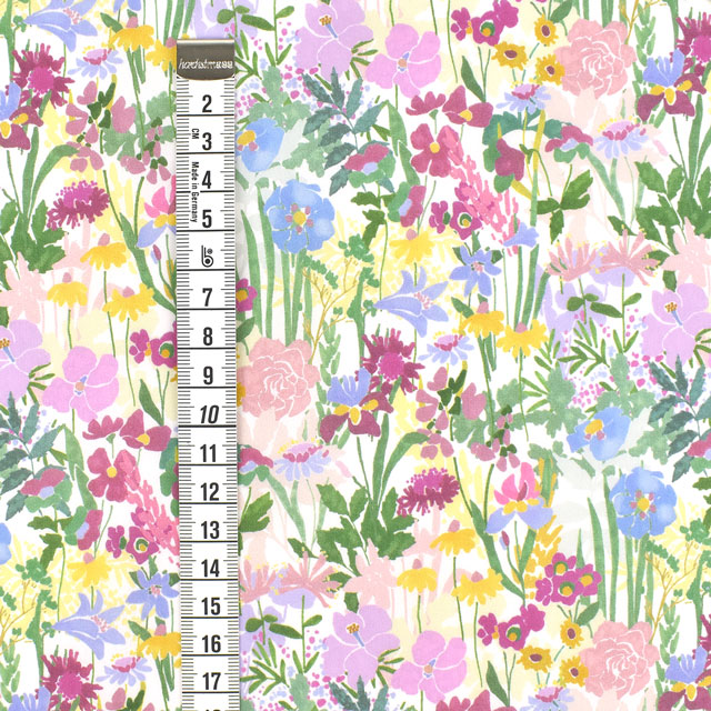 生地 LIBERTY FABRICS リバティ・ファブリックス タナローン 2022SS Floralove Collection WILDFLOWER MEADOW ワイルドフラワー・メドゥ(3636422) A.ホワイト 99Zz99j