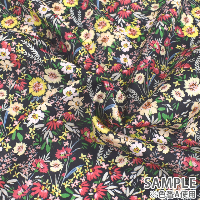 生地 LIBERTY FABRICS リバティ・ファブリックス タナローン 2022SS Floralove Collection SOPHIA GARDEN ソフィア・ガーデン(3636424) A.ブラック 99Zz99j
