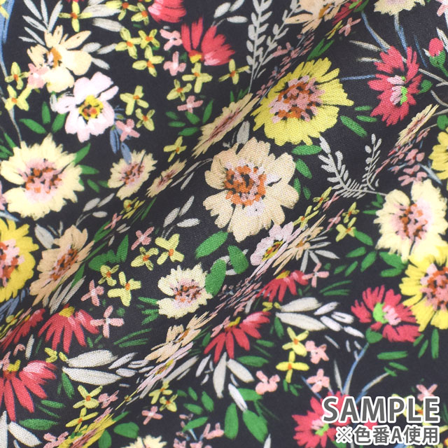 生地 LIBERTY FABRICS リバティ・ファブリックス タナローン 2022SS Floralove Collection SOPHIA GARDEN ソフィア・ガーデン(3636424) A.ブラック 99Zz99j