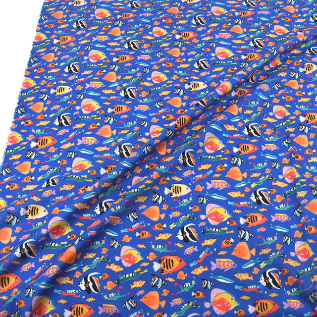 生地 LIBERTY FABRICS リバティ・ファブリックス タナローン 2022SS OceanVoyage With The Fishes ウィズ・ザ・フィッシィーズ(22-5842105) SW22C.ブルー 99Zz99j