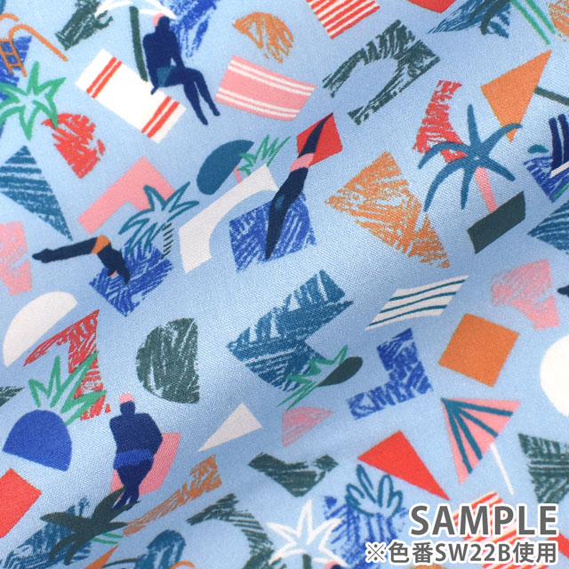 生地 LIBERTY FABRICS リバティ・ファブリックス タナローン 2022SS OceanVoyage Miro Pools ミロ・プールス(22-5842111) SW22C.ターコイズ 99Zz99j