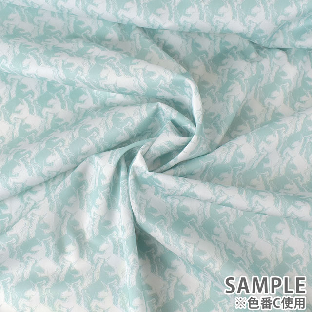 生地 LIBERTY FABRICS リバティ・ファブリックス タナローン 2022SS PALADISE LANDS Unicorn Puzzle ユニコーン・パズル(363J6444) C.グリーン 99Zz99j