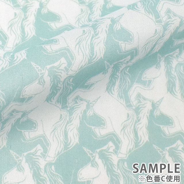 生地 LIBERTY FABRICS リバティ・ファブリックス タナローン 2022SS PALADISE LANDS Unicorn Puzzle ユニコーン・パズル(363J6444) C.グリーン 99Zz99j
