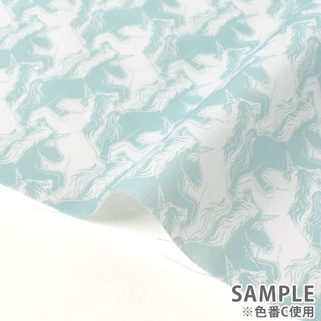 生地 LIBERTY FABRICS リバティ・ファブリックス タナローン 2022SS PALADISE LANDS Unicorn Puzzle ユニコーン・パズル(363J6444) C.グリーン 99Zz99j
