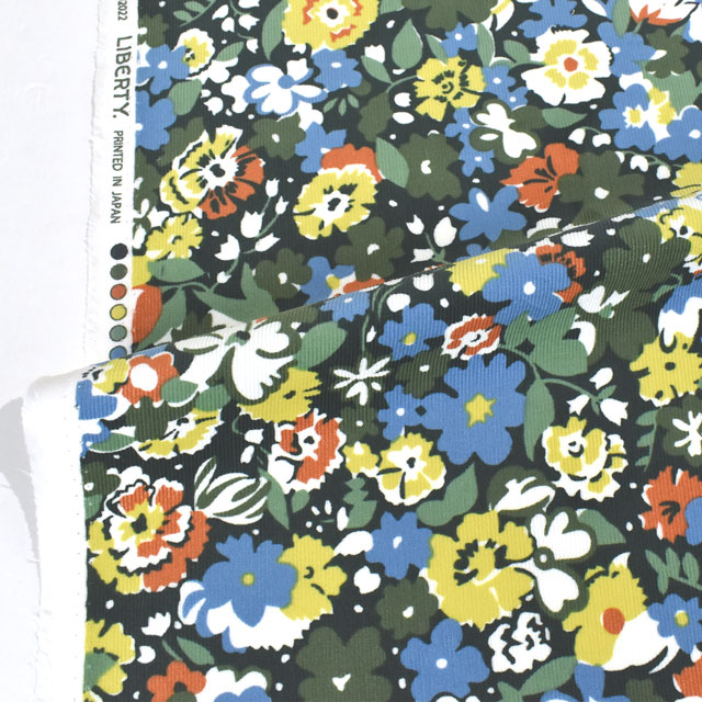 生地 LIBERTY-リバティ- コーデュロイ 2022AW Gloria Lomo グロリア・ロモ(22-3632221) 22C.チャコール×イエロー 09Bl24j
