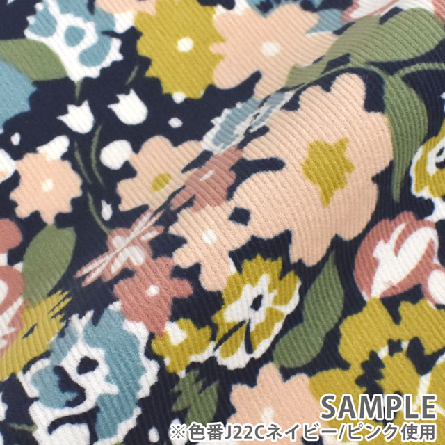 生地 LIBERTY-リバティ- コーデュロイ 2022AW Gloria Lomo グロリア・ロモ(22-3632221) 22C.チャコール×イエロー 09Bl24j