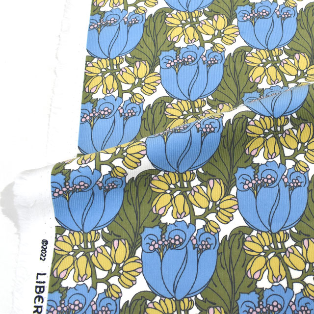 生地 LIBERTY FABRICS リバティ・ファブリックス コーデュロイ 2022AW Tudor Fields チューダー・フィールズ(22-2342205) J22B.ブルー 09Bl25j