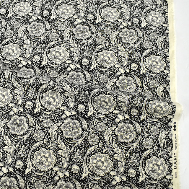 生地 LIBERTY FABRICS リバティ・ファブリックス コーデュロイ 2022AW Finesse Hall フィネス・ホール(22-1222201L120) J22D.ブラック 99Zz99j