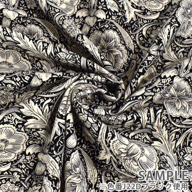 生地 LIBERTY FABRICS リバティ・ファブリックス コーデュロイ 2022AW Finesse Hall フィネス・ホール(22-1222201L120) J22D.ブラック 99Zz99j