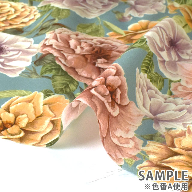 生地 LIBERTY FABRICS リバティ・ファブリックス タナローン 2022AW FLORANATION English Rose イングリッシュ・ローズ(363J6802) B.ターコイズ 09Ac03j