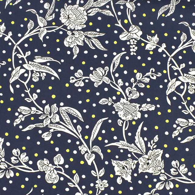 生地 LIBERTY FABRICS リバティ・ファブリックス タナローン 2023SS Neon Liberty Malory Neon マロリー・ネオン（DC32679） J23A.ネイビー×イエロー 99Zz99j