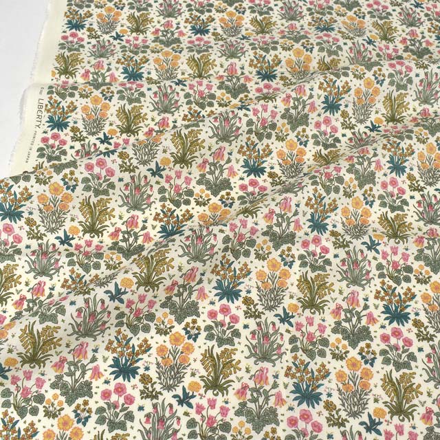 生地 LIBERTY FABRICS リバティ・ファブリックス フランダースリネン 2023SS Colombe Study コロンブ・スタディ(23-3633133) 23A.クリーム×マルチ 99Zz99j