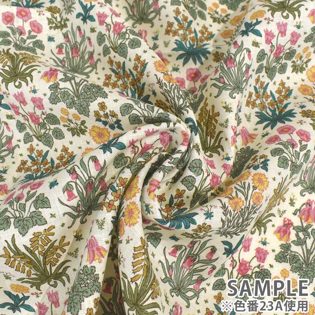 生地 LIBERTY FABRICS リバティ・ファブリックス フランダースリネン 2023SS Colombe Study コロンブ・スタディ(23-3633133) 23A.クリーム×マルチ 99Zz99j