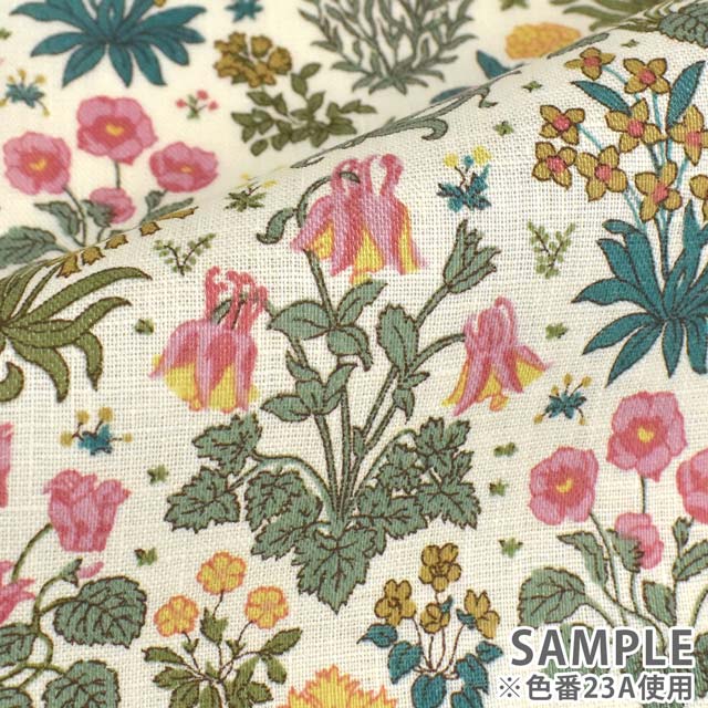 生地 LIBERTY FABRICS リバティ・ファブリックス フランダースリネン 2023SS Colombe Study コロンブ・スタディ(23-3633133) 23A.クリーム×マルチ 99Zz99j