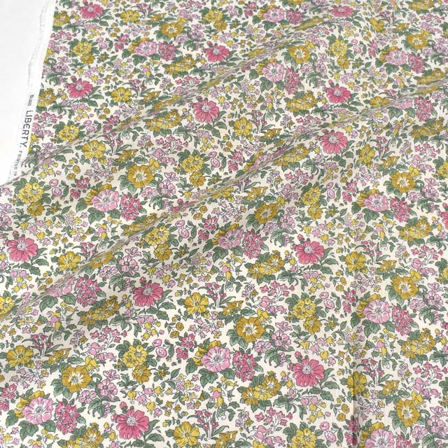 生地 LIBERTY FABRICS リバティ・ファブリックス フランダースリネン 2023SS Clare Rich クレア・リッチ(23-3633103) J23I.ホワイト×マルチ 09Ac03j