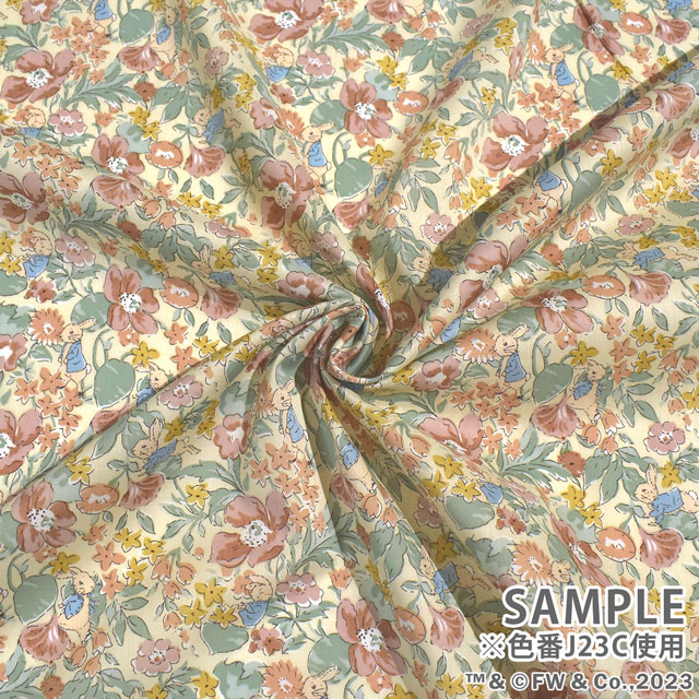 生地 LIBERTY FABRICS リバティ・ファブリックス タナローン ピーターラビット(TM)・コレクション ポピー・アンド・オネスティ・ピーター(DC32968) J23B.ピンク 09Ac03j