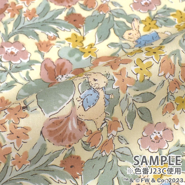 生地 LIBERTY FABRICS リバティ・ファブリックス タナローン ピーターラビット(TM)・コレクション ポピー・アンド・オネスティ・ピーター(DC32968) J23B.ピンク 09Ac03j