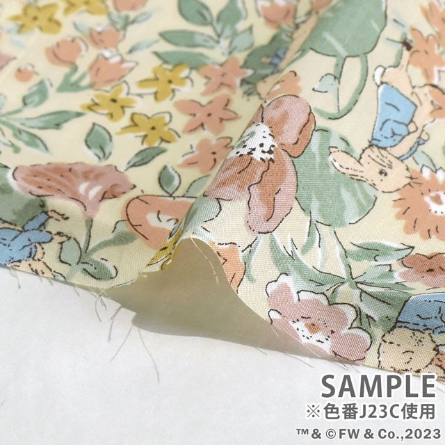 生地 LIBERTY FABRICS リバティ・ファブリックス タナローン ピーターラビット(TM)・コレクション ポピー・アンド・オネスティ・ピーター(DC32968) J23B.ピンク 09Ac03j