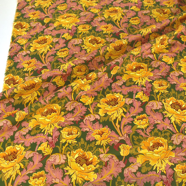 生地 LIBERTY FABRICS リバティ・ファブリックス タナローン 2023SS LIBERTY FLOWER MARKET ASHBEE POPPY アッシュビー・ポピー(363J6821) A.グリーン 99Zz99j