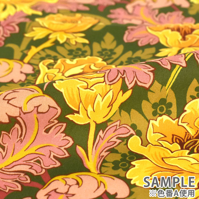 生地 LIBERTY FABRICS リバティ・ファブリックス タナローン 2023SS LIBERTY FLOWER MARKET ASHBEE POPPY アッシュビー・ポピー(363J6821) A.グリーン 99Zz99j