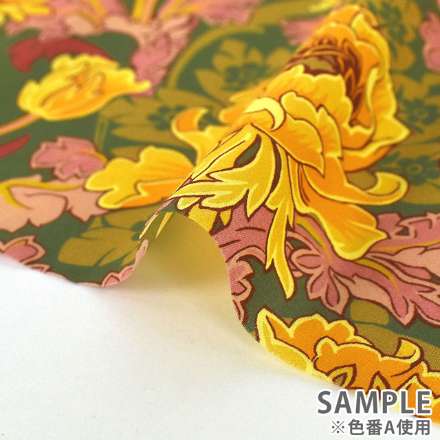 生地 LIBERTY FABRICS リバティ・ファブリックス タナローン 2023SS LIBERTY FLOWER MARKET ASHBEE POPPY アッシュビー・ポピー(363J6821) A.グリーン 99Zz99j