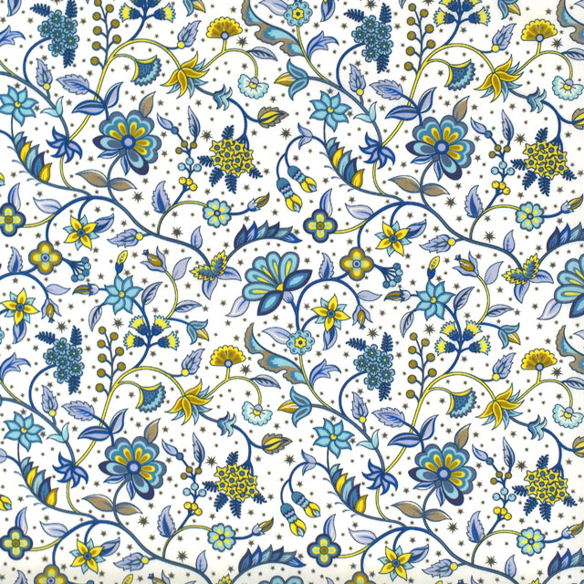 生地 LIBERTY FABRICS リバティ・ファブリックス タナローン 2023SS LIBERTY FLOWER MARKET MIDNIGHT CONSTELLATION ミッドナイト・コンステレイション(363J6822) A.ブルー 99Zz99j