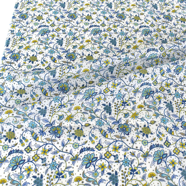 生地 LIBERTY FABRICS リバティ・ファブリックス タナローン 2023SS LIBERTY FLOWER MARKET MIDNIGHT CONSTELLATION ミッドナイト・コンステレイション(363J6822) A.ブルー 99Zz99j