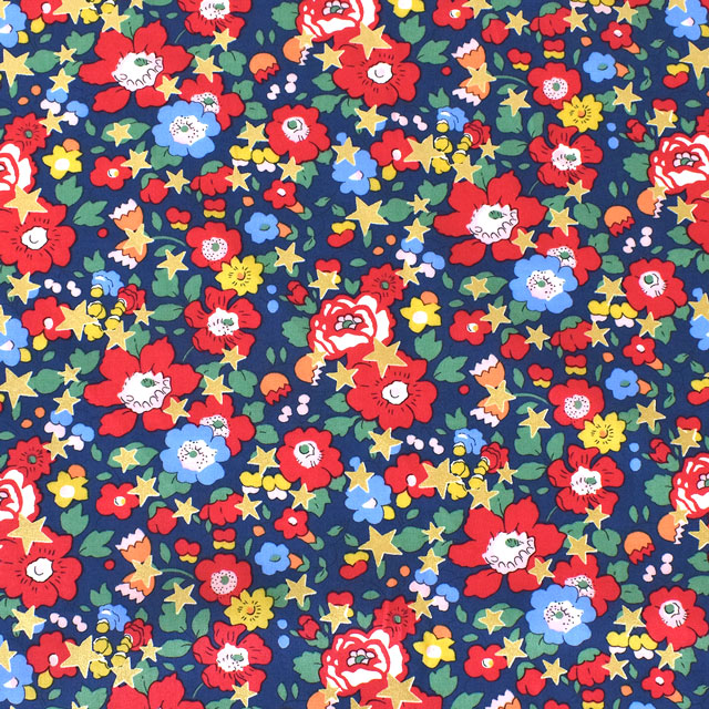 生地 LIBERTY FABRICS リバティ・ファブリックス タナローン 2023AW Liberty Christmas Betsy Star ベッツィ・スター(36368406) AT.ブルー 99Zz99j