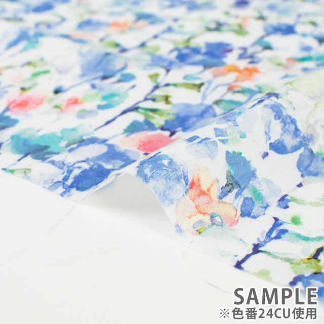 生地 LIBERTY FABRICS リバティ・ファブリックス タナローン 2024SS THE LIBERTY KALEIDOSCOPE Inky Fields インキー・フィールズ(24-3634149) 24CU.ブルー 09Ac03j