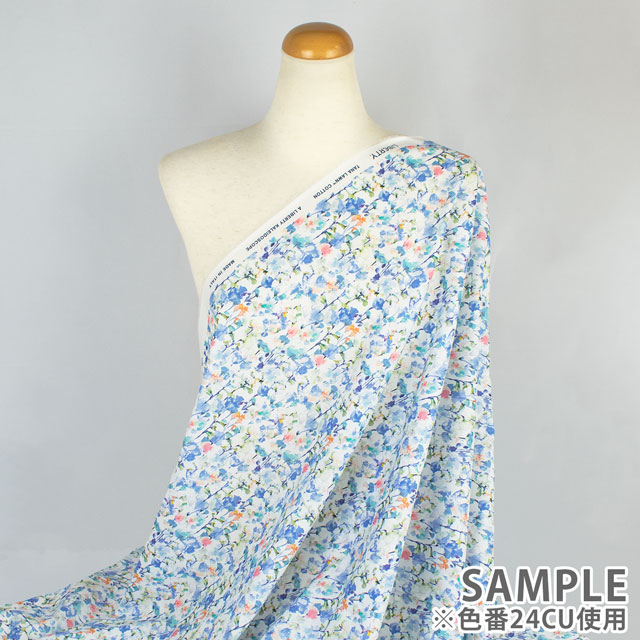 生地 LIBERTY FABRICS リバティ・ファブリックス タナローン 2024SS THE LIBERTY KALEIDOSCOPE Inky Fields インキー・フィールズ(24-3634149) 24CU.ブルー 09Ac03j