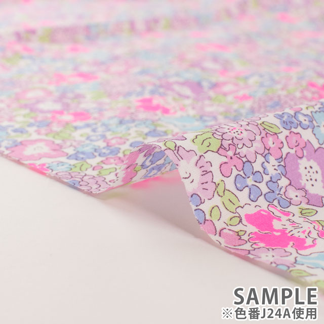 生地 LIBERTY FABRICS リバティ・ファブリックス タナローン 2024SS Neon Liberty Michelle ミッシェル(3636017N) J24C.レッド×オレンジ 99Zz99j