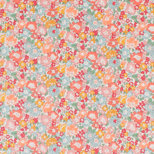 生地 LIBERTY FABRICS リバティ・ファブリックス タナローン 2024SS Neon Liberty Michelle ミッシェル(3636017N) J24C.レッド×オレンジ 99Zz99j