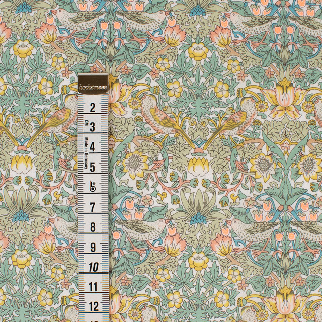 生地 LIBERTY FABRICS リバティ・ファブリックス タナローン 2024SS Neon Liberty Strawberry Thief Spring ストロベリーシーフ・スプリング(36300129) J24C.イエロー×オレンジ 99Zz99j