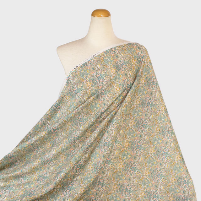 生地 LIBERTY FABRICS リバティ・ファブリックス タナローン 2024SS Neon Liberty Strawberry Thief Spring ストロベリーシーフ・スプリング(36300129) J24C.イエロー×オレンジ 99Zz99j