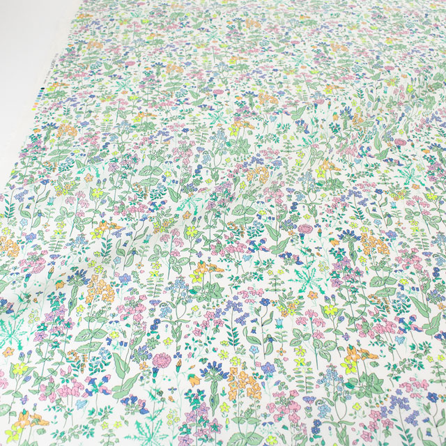 生地 LIBERTY FABRICS リバティ・ファブリックス タナローン 2024SS Neon Liberty Neon Fields ネオン・フィールズ(DC33790) J24B.オフ×イエロー 99Zz99j